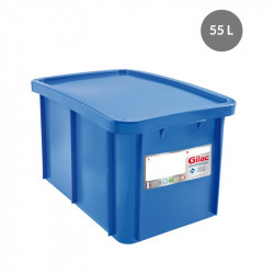 Bac alimentaire bleu 55 Litres (L) 600 x (P) 400 mm, couvercle inclus. Gilactiv® Gilac Bacs de stockage renforcés