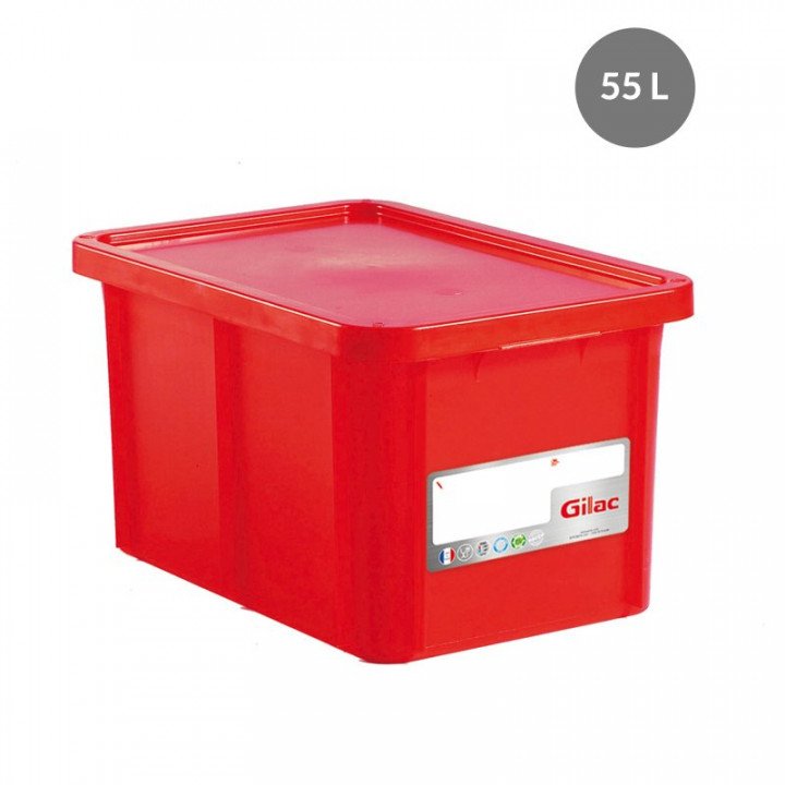 Bac rectangulaire rouge HACCP 55 Litres (L) 600 x (P) 400 mm, empil...