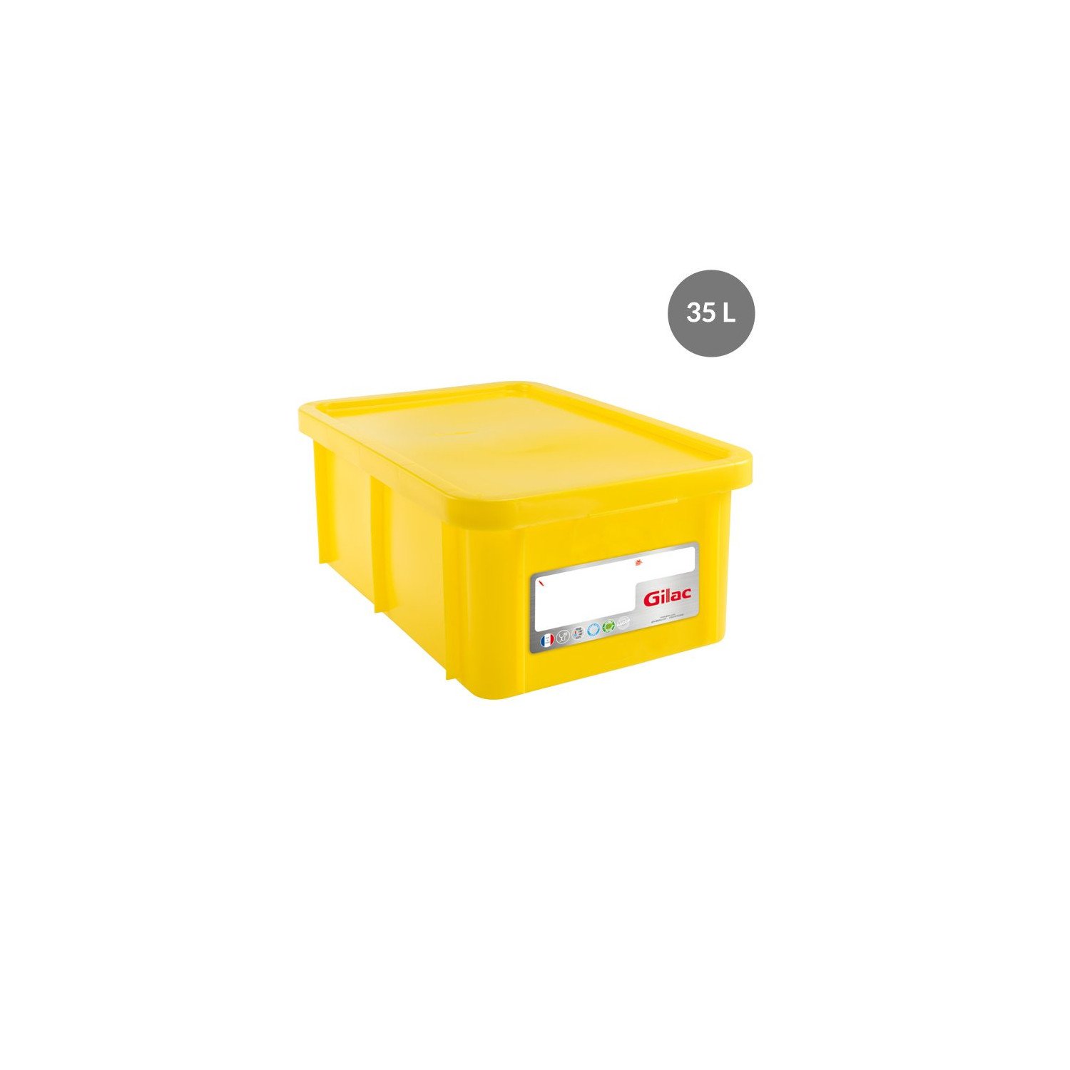 Bac rectangulaire jaune HACCP 35 Litres (L) 600 x (P) 400 mm, empil