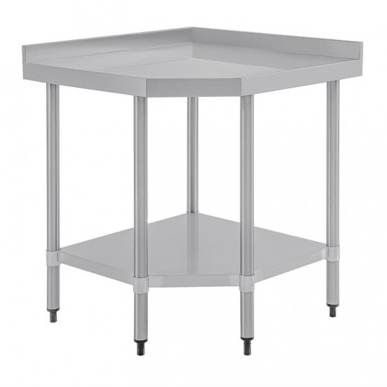 Table inox / meuble de coin, (H) 960 x (L) 800 x (P) 600 mm, avec dosseret, Vogue VOGUE Tables inox