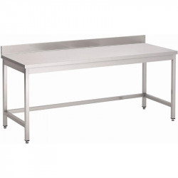Table inox sans étagère basse (H)850 x (P)700 mm, avec dosseret GASTRO M Tables inox