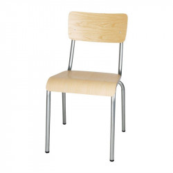Lot de 4 chaises en acier galvanisé (H)470 mm empilables, gris & frêne BOLERO Chaises