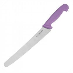 Couteau inox à pâtisserie denté (L)250 mm, violet HYGIPLAS Couteaux à trancher