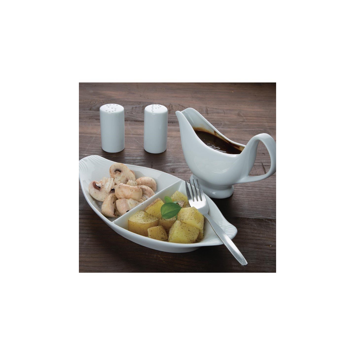 Lot de 6 saucières 340 ml en porcelaine blanche