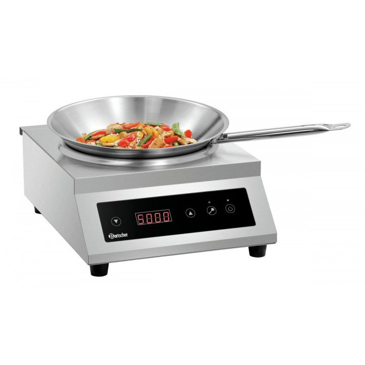 Plaques Induction - Wok inox à induction numérique (Ø)280 mm, 5000 W, 400 V - TRI Bartscher