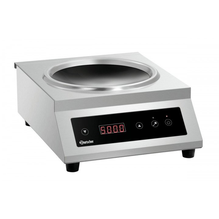 Plaques Induction - Wok inox à induction numérique (Ø)280 mm, 5000 W, 400 V - TRI Bartscher