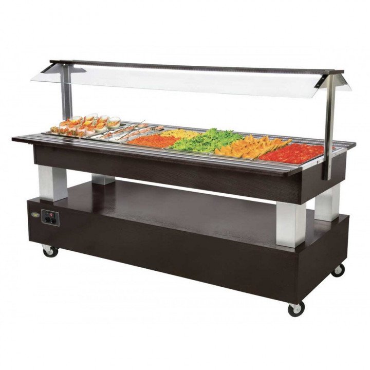 Buffet Salad'Bar réfrigéré central 6 x GN 1/1, wengé Roller Grill