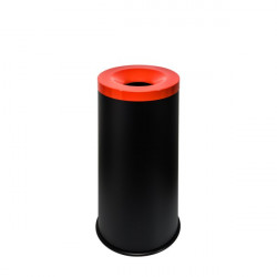 Corbeille 50 Litres à papiers auto-extinguible, finition epoxy noire & rouge, GRISU COLOR Medial International Spa Poubelles