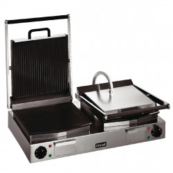 Double grill contact inox en fonte émaillé rainuré, 2250 W, 220 V - MONO LINCAT Paninis