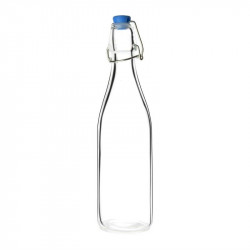 Lot de 6 bouteilles d'eau 520 ml en verre, bouchon mécanique bleu OLYMPIA Bocaux et bouteilles