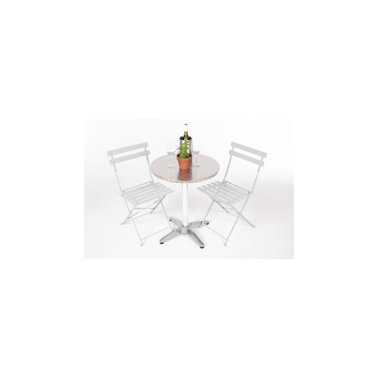 Bolero Runder Bistro-Tisch Aus Edelstahl – 800 Mm Durchmesser, Perfekt Für Garten, Café & Terrasse