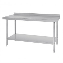 Table inox centrale (L)1500 x (P)600 x (H)900 mm avec dosseret VOGUE Tables inox