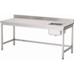 Table inox centrale de chef (P)700 x (H)850 mm, avec dosseret, sans tablette intermédiaire, AISI 304 FABRINOX Tables du chef