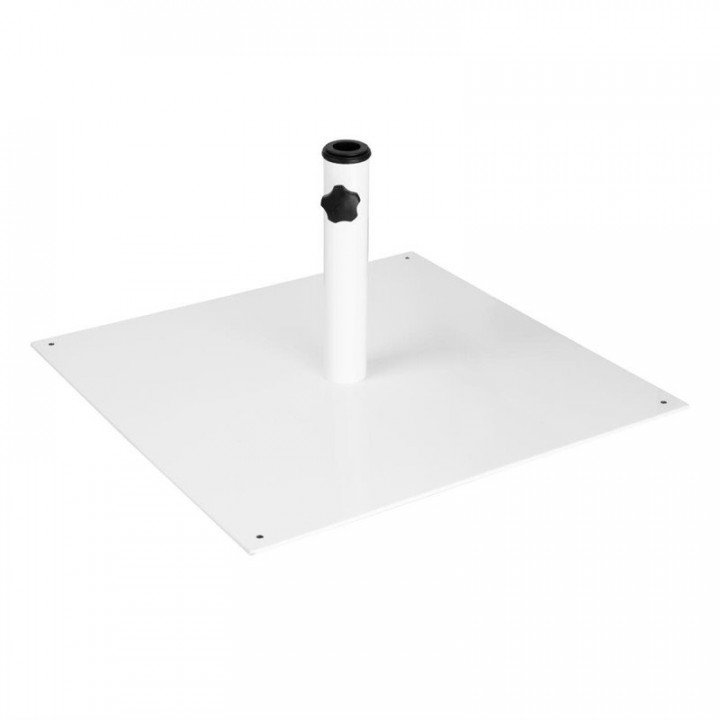 Pied de parasol carré plat pour mâts de (Ø)38 à (Ø)48 mm, en acier thermolaqué blanc – product_manufacturer | product_categor...