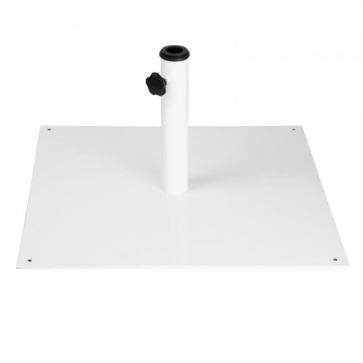 Pied de parasol carré plat pour mâts de (Ø)38 à (Ø)48 mm, en acier thermolaqué blanc – product_manufacturer | product_categor...