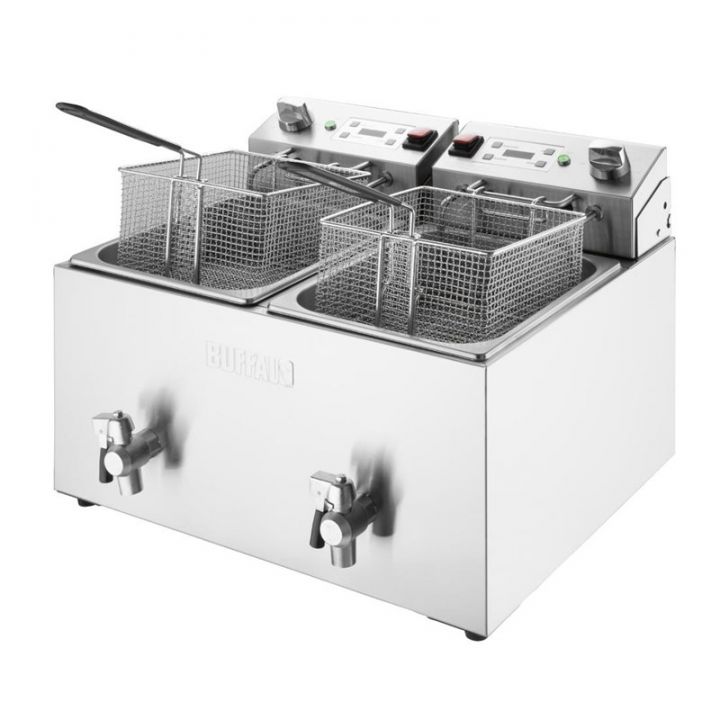 Friteuse inox double 2 x 8 Litres 5800 W, 220 V - MONO BUFFALO