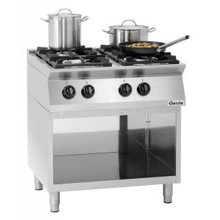 Cuisinière inox à gaz 4 feux sur support ouvert, 19 000 W, GAZ – product_manufacturer | product_category_name