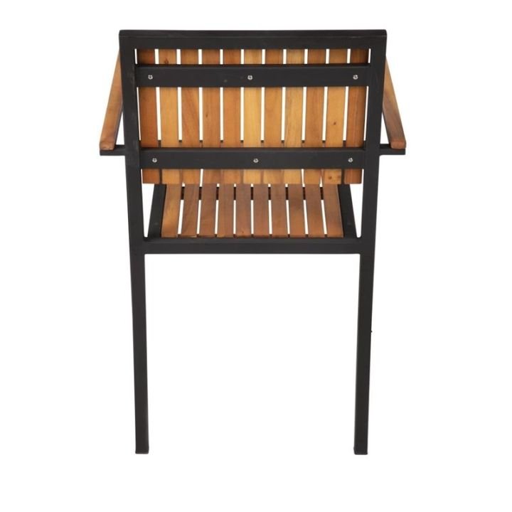 Lot de 4 fauteuils empilables assise (H)450 mm, en acier et bois d'acacia – product_manufacturer | product_category_name