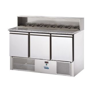 Saladette à pizza PRO 408 Litres, 3 portes GN 1/1 + 8 X GN 1/6, dessus en granit, 400 W, 220 V - MONO – product_manufacturer ...