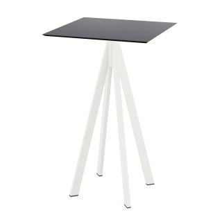 Mange-debout - Mange-debout carré (L)700 mm, en inox revêtu et stratifié haute pression, blanc et noir, à assembler, INFINITY...