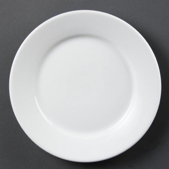Lot de 12 assiettes Ø 230 mm - à bord large - porcelaine OLYMPIA Collection Whiteware