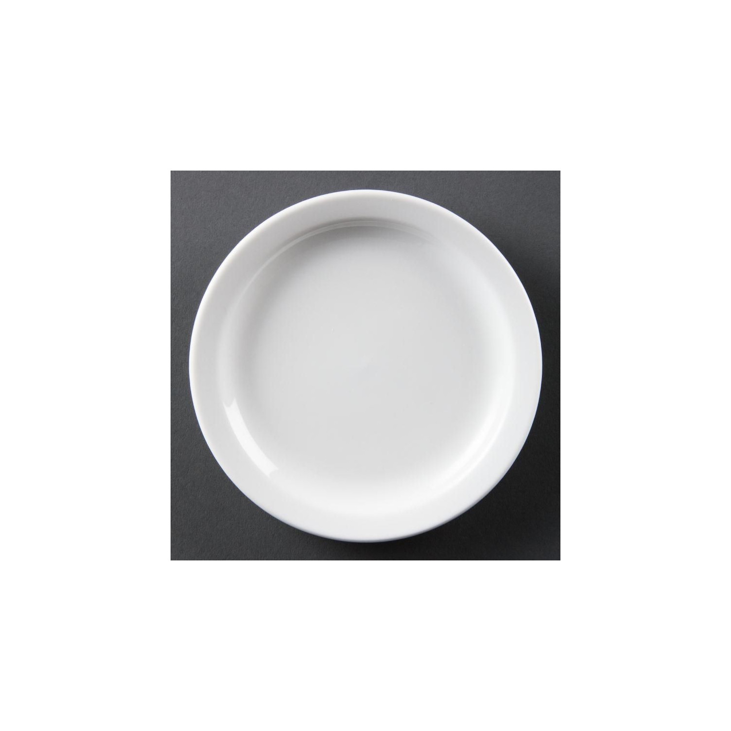 Lot de 12 assiettes Ø 150 mm - à bord étroit - porcelaine OLYMPIA Collection Whiteware