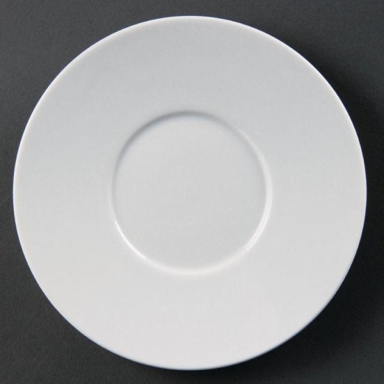 Lot de 12 soucoupes (Ø)148 mm pour tasse élégantes, en porcelaine blanche OLYMPIA Soucoupes