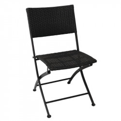 Lot de 2 chaises en acier poudré (H)460 mm empilables & pliables, polyéthylène noir BOLERO Chaises