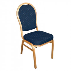 Lot de 4 chaises en acier poudré (H)460 mm empilables, bleu & doré BOLERO Chaises